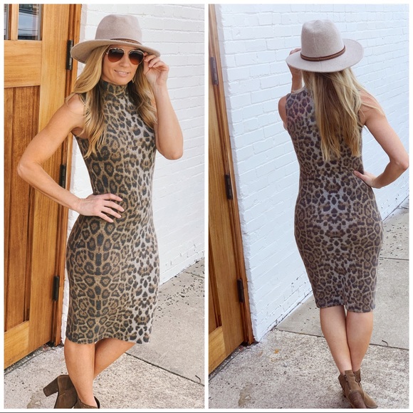 TELL ME ABOUT IT BODYCON DRESS- LEOPARD - Picture 3 of 3